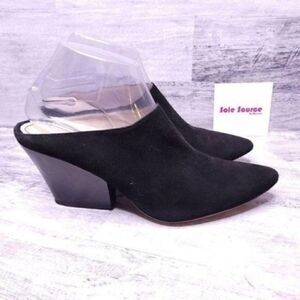 Elizabeth and James Evie Suede Heeled Mule Bootie Black Women's sz 9
